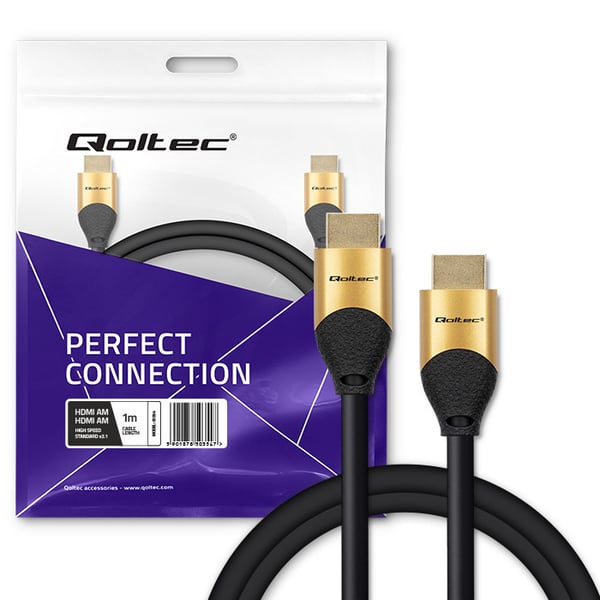 Qoltec HDMI-kabel v2.1 ultrahøjhastighed 8K 60Hz 30AWG guld 1m