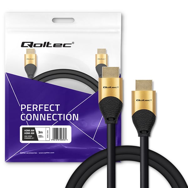 Qoltec HDMI-kaapeli v2.1 Erittäin nopea 8K | 60Hz | 28AWG | kulta | 3m