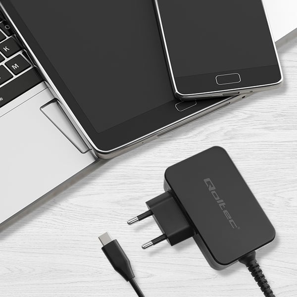 Qoltec GaN POWER PRO oplader 45W USB-C 5-20V sort
