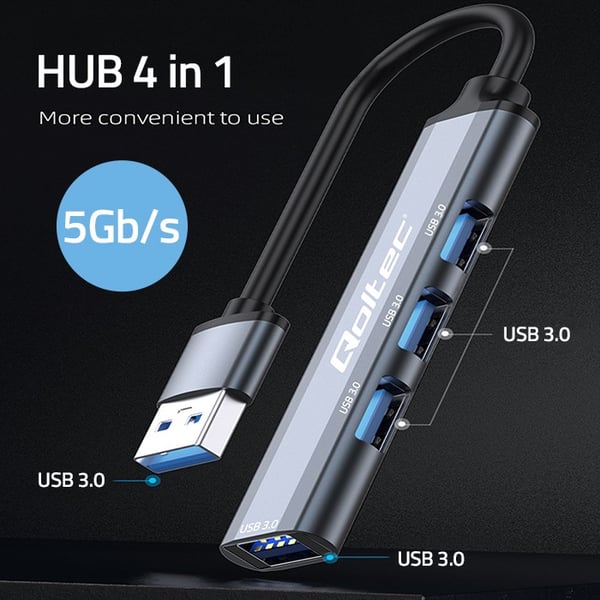 Qoltec USB 3.0 hubadapter 4-port med 4x USB 3.0