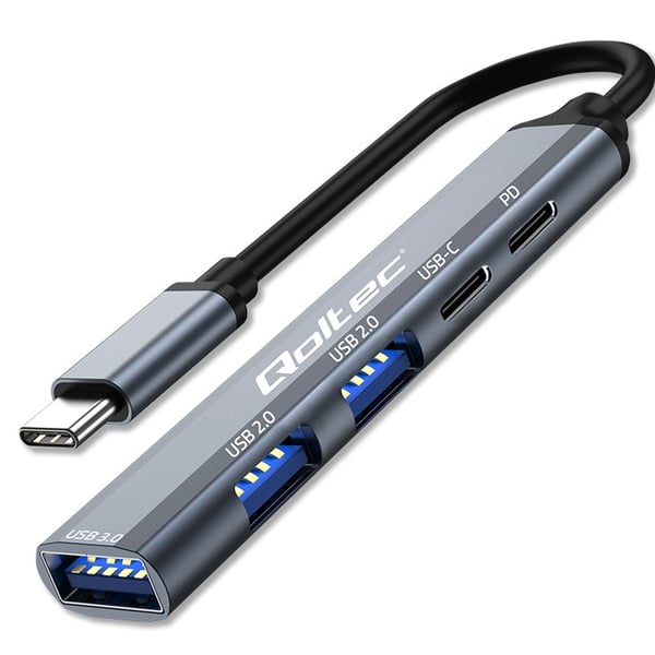Qoltec USB-C 3.1 hubbadapter 5-i-1 med USB-C PD och USB 3.0