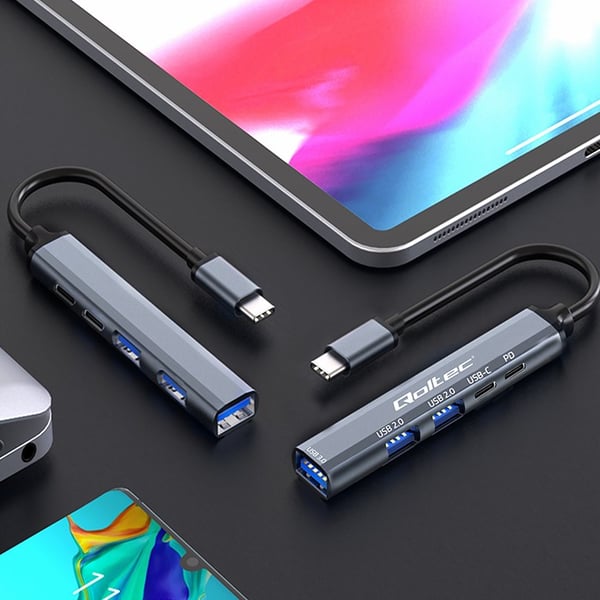 Qoltec USB-C 3.1 hubbadapter 5-i-1 med USB-C PD och USB 3.0