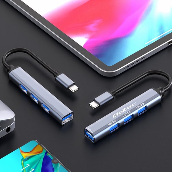 Qoltec USB-C 3.1 hubbadapter 4in1 med USB 3.0 och 3x USB 2.0