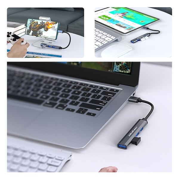 Qoltec USB-C 3.1 hubbadapter 4in1 med USB 3.0 och 3x USB 2.0