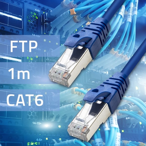 Qoltec-kaapelikytkentäkaapeli FTP | CAT6 | 2 x RJ-45 | 1 m | Nopea | Kulta | Suojattu