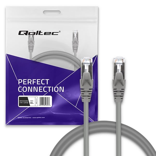 Qoltec kabelstik FTP CAT5e RJ-45 1m guldskærmet højhastighedskabler
