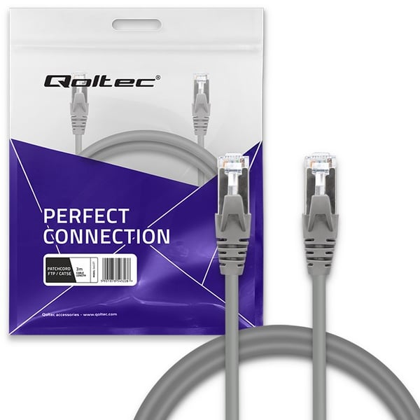Qoltec ftp-netledning CAT5e RJ-45 3m gylden skærmet høj hastighed