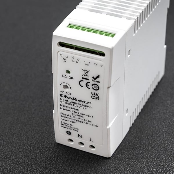 Qoltec Stabil DIN-skinne netstrømforsyning med UPS-funktion 40W