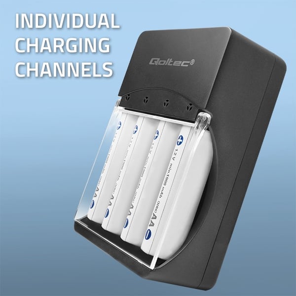 Qoltec oplader til Ni-MH batterier type R03 AAA og R6 AA