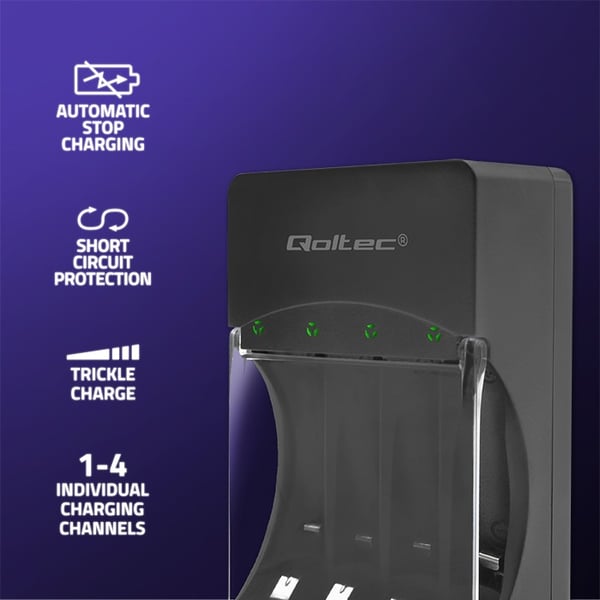 Qoltec oplader til Ni-MH batterier type R03 AAA og R6 AA