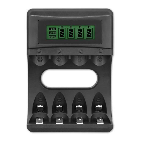 Qoltec NiMH-batteriladdere til R03 AAA og R6 AA-batterier med LCD-display og USB-kabel