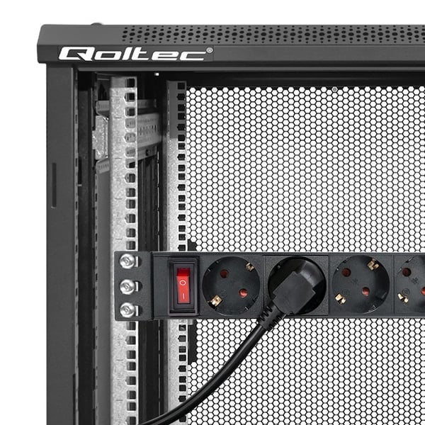 Qoltec aluminium PDU strømfordeler til 10'' rack 1U 16A 4 SCHUKO stik 1,8m