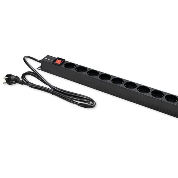 Qoltec Aluminium PDU stikdosbeskytter til rack 16A 16x Schuko lodret 1,8m
