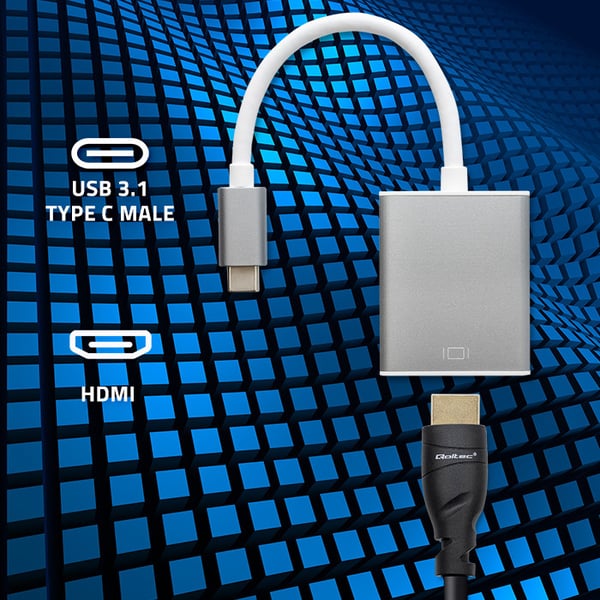 Qoltec USB-C 3.1 adapter till HDMI 4K med MHL aluminiumdesign