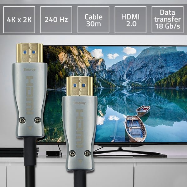 Qoltec HDMI-kaapeli v.2.0 | Nopea | 4K | 60Hz | AOC | kulta | 30m