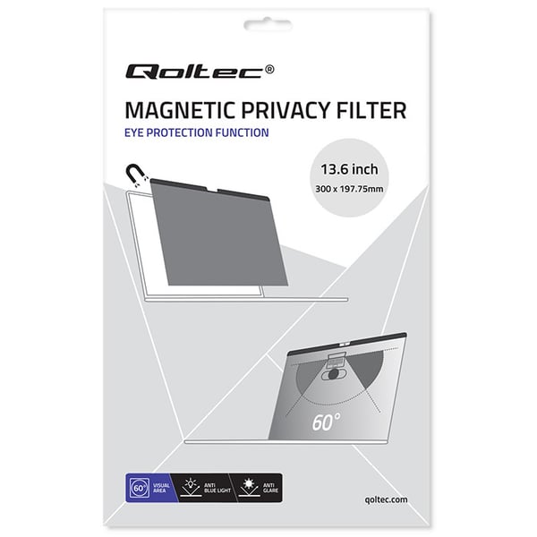 Qoltec Tietosuojasuodin MacBook Airille 13.6" | Magneettinen | Silmäsuoja