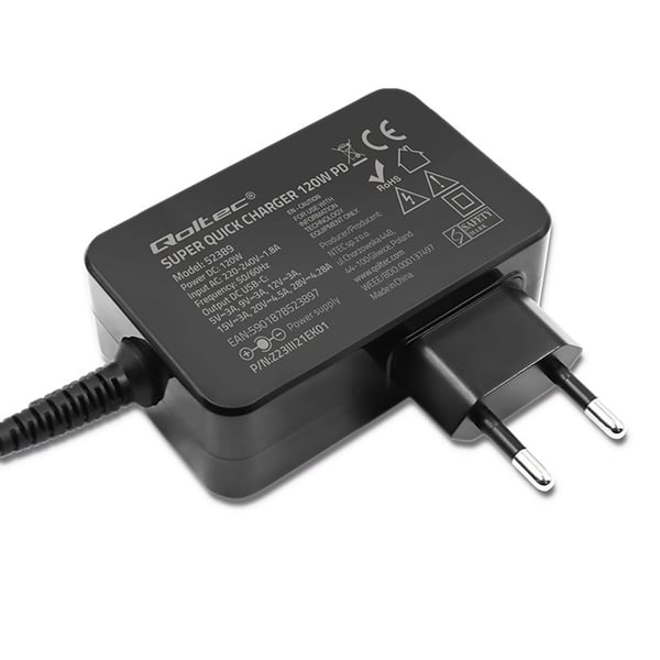 Qoltec snabbladdare PD 120W Turbo 5-28V 3-4,5A USB-C svart