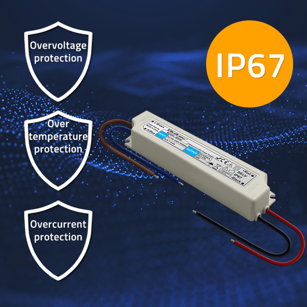 Qoltec LED-strømforsyning IP67 20W 12V 1,6A vandtæt hvid