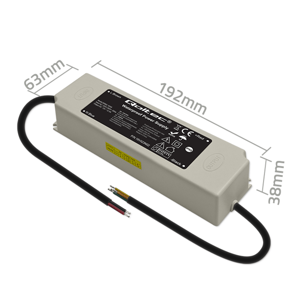 Qoltec LED-strömförsörjning IP67 150W 12V 12,5A vattentät vit