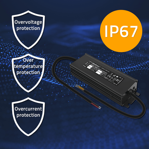 Qoltec LED-strømforsyning IP67 60W 12V 5A vandtæt sort