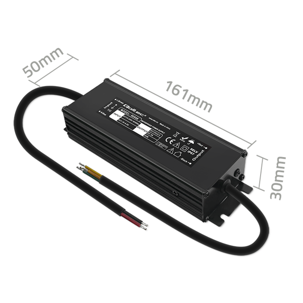 Qoltec LED-strømforsyning IP67 60W 12V 5A vandtæt sort