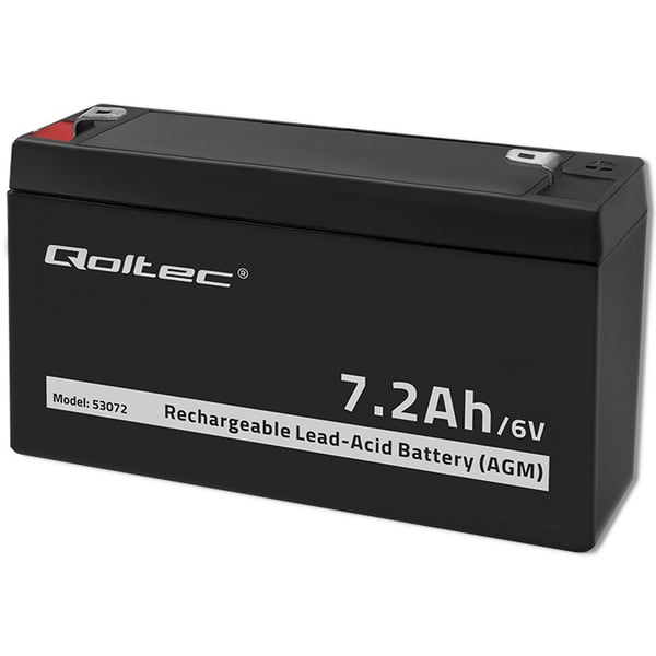 Qoltec AGM-batteri 6V 7,2Ah vedligeholdelsesfrit til legetøj og køretøjer