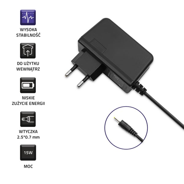 Qoltec-seinälaturi 15 W | 5 V | 3 A | 2,5 * 0,7