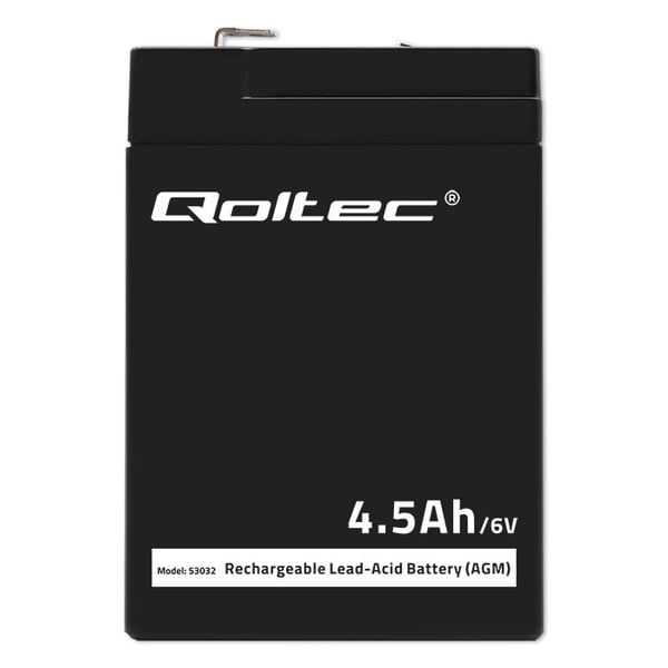 Qoltec AGM-batteri 6V 4,5Ah vedligeholdelsesfrit LongLife til UPS, vægte og kassekontrol