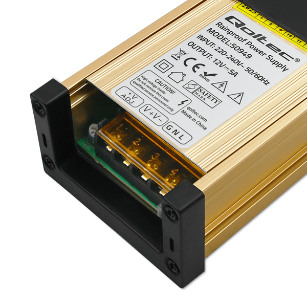 Qoltec LED-strømforsyning IP45 60W 12V 5A vandtæt