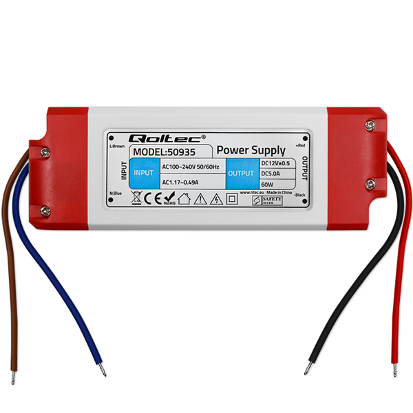Qoltec LED-switchende netstrømforsyning IP20 60W 12V 5A