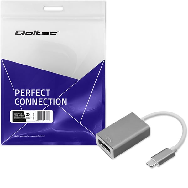 Qoltec USB-C 3.1 adapter DisplayPort 4K MHL aluminium