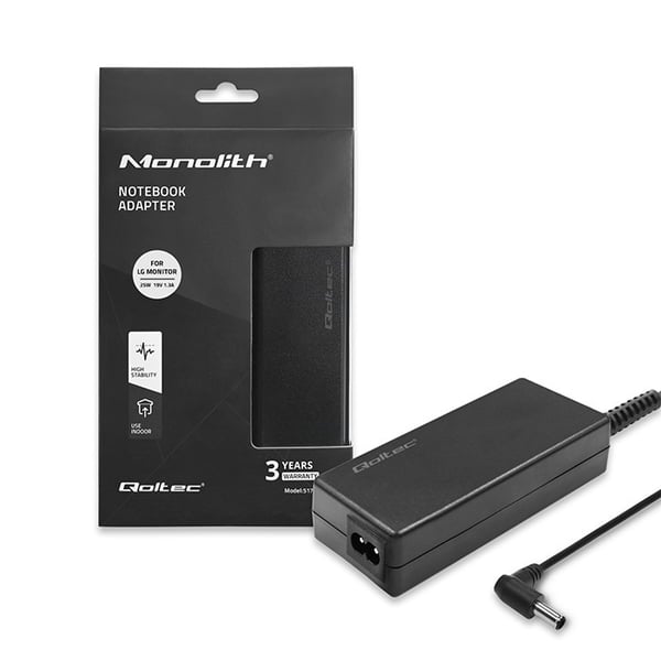 Qoltec netadapter til LG-skærm 25W 19V 1.3A 6.5*4.4 med strømkabel