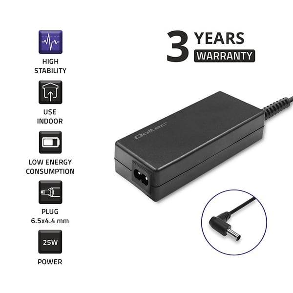 Qoltec netadapter til LG-skærm 25W 19V 1.3A 6.5*4.4 med strømkabel