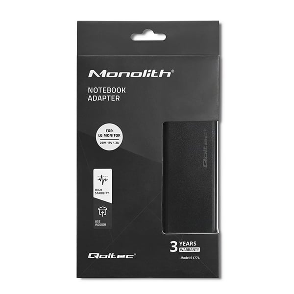Qoltec netadapter til LG-skærm 25W 19V 1.3A 6.5*4.4 med strømkabel