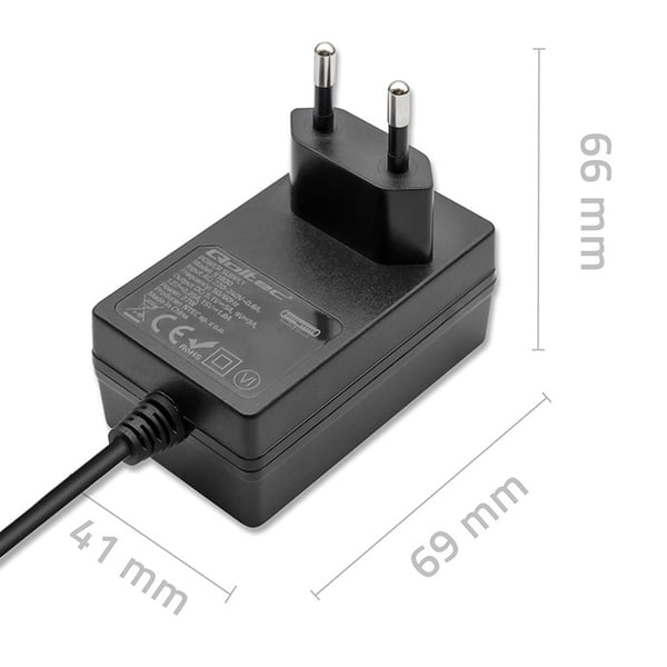 Qoltec superhastig PD-oplader til Raspberry PI 5, USB-C, 27W, 5,1V, 5A, sort
