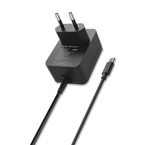 Qoltec superhurti PD-oplader til Raspberry PI 4 USB-C 15W 5V 3A sort