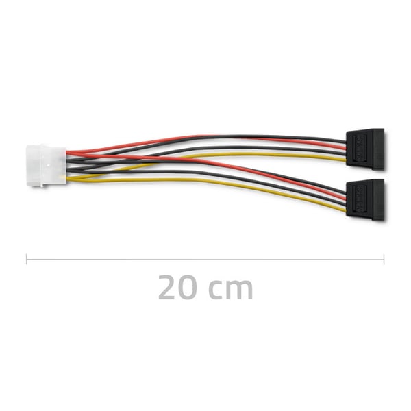 Qoltec POWER MOLEX adapterkabel 2x SATA 0,2m