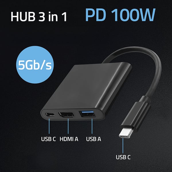 Qoltec Hub-adapter USB-C 3.1 3in1 | USB 3.0 | HDMI 4K | USB-C 3.1 PD 100W