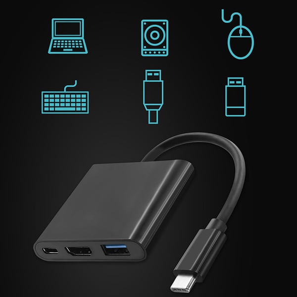 Qoltec Hub-adapter USB-C 3.1 3in1 | USB 3.0 | HDMI 4K | USB-C 3.1 PD 100W