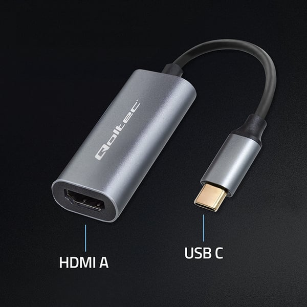Qoltec aluminium USB-C 3.1 MHL til HDMI adapter 4K 60Hz 32AWG til smartphone og bærbar