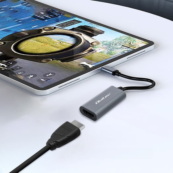 Qoltec aluminium USB-C 3.1 MHL til HDMI adapter 4K 60Hz 32AWG til smartphone og bærbar