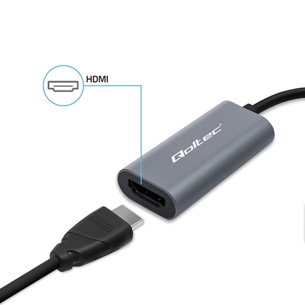 Qoltec aluminium USB-C 3.1 MHL til HDMI adapter 4K 60Hz 32AWG til smartphone og bærbar