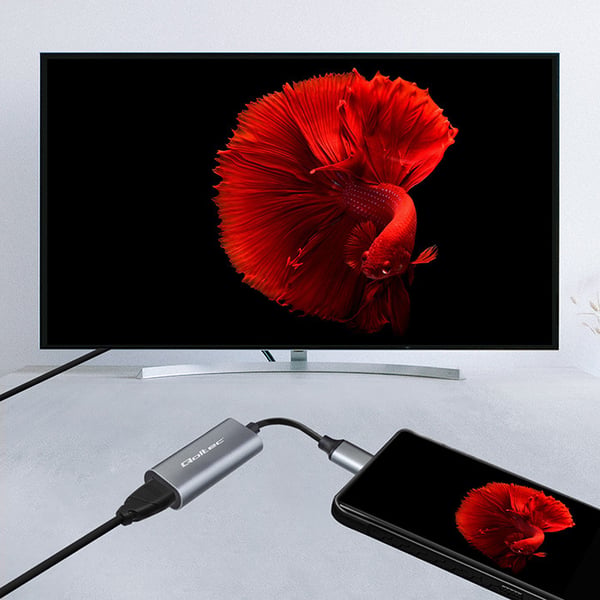 Qoltec aluminium USB-C 3.1 MHL til HDMI adapter 4K 60Hz 32AWG til smartphone og bærbar