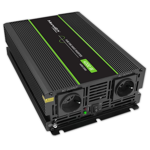 Qoltec Monolith spänningsomvandlare 2000W 4000W 24V till 230V ren sinus