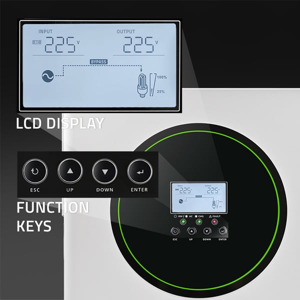 Qoltec hybrid off-grid solcelleinverter 3500W 100A 24V MPPT BMS Wi-Fi sinusbølge effektfaktor 1.0
