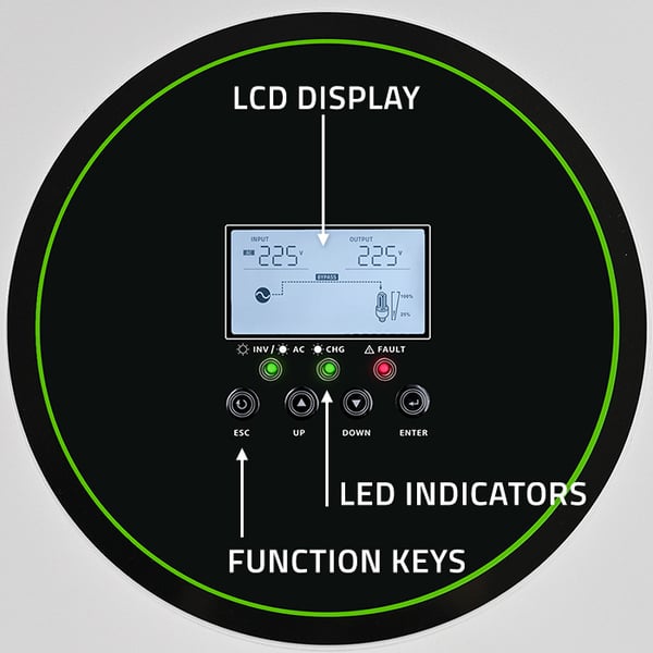 Qoltec hybrid off-grid solcelleinverter 3500W 100A 24V MPPT BMS Wi-Fi sinusbølge effektfaktor 1.0