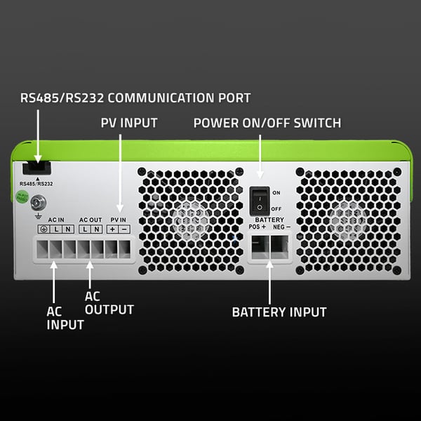 Qoltec hybrid off-grid solcelleinverter 3500W 100A 24V MPPT BMS Wi-Fi sinusbølge effektfaktor 1.0
