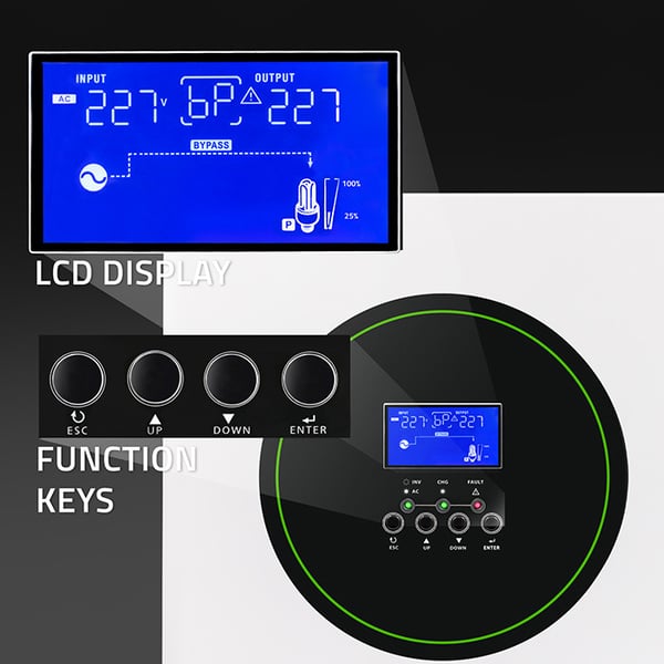 Qoltec Modulaarinen Hybridi Off-Grid Aurinkoinvertteri 6200W | 120A | 48V | MPPT | Jopa 12 yksikköä | BMS | Sinus | Wi-Fi-vaihtoehto | Tehokerroin 1.0