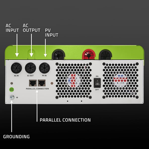 Qoltec Modulaarinen Hybridi Off-Grid Aurinkoinvertteri 6200W | 120A | 48V | MPPT | Jopa 12 yksikköä | BMS | Sinus | Wi-Fi-vaihtoehto | Tehokerroin 1.0