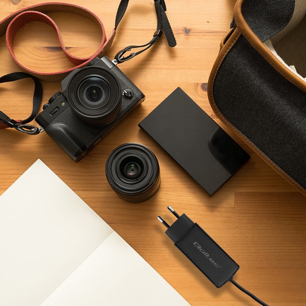 Qoltec 65W GaN superhurti vægglader 5-20V 3-3.25A USB 3.1 til bærbar, smartphone og tablet